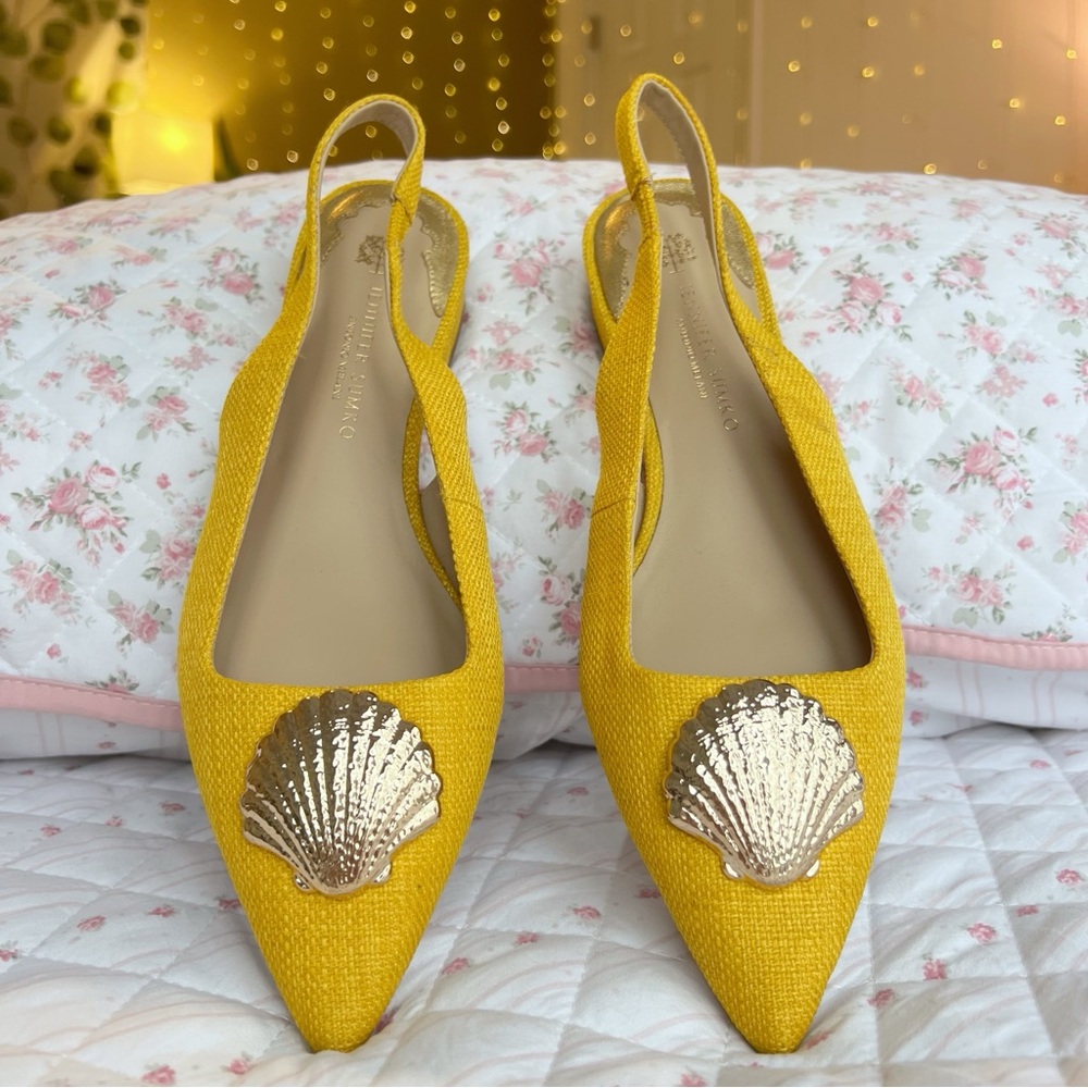 Jennifer Sumko x Antonio Melani LaMinerva Shell Slingback Flats Heels Yellow 9